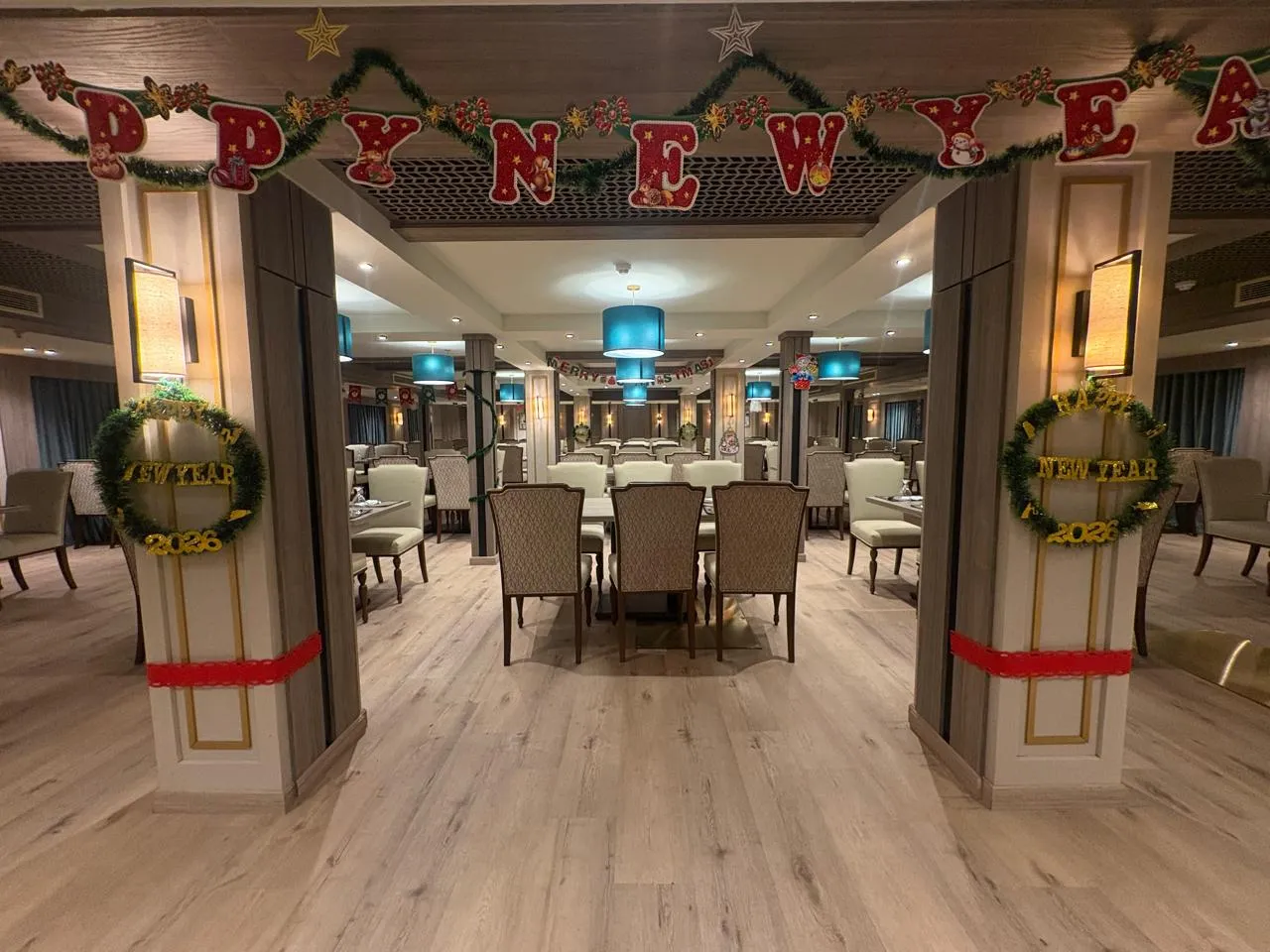 Restaurant aboard the Royal Liberty Nile cruise